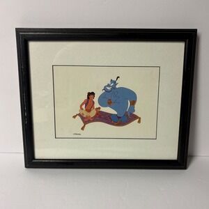 Disney Aladdin Genie Abu Magic Carpet Framed Animation Art Print Vintage